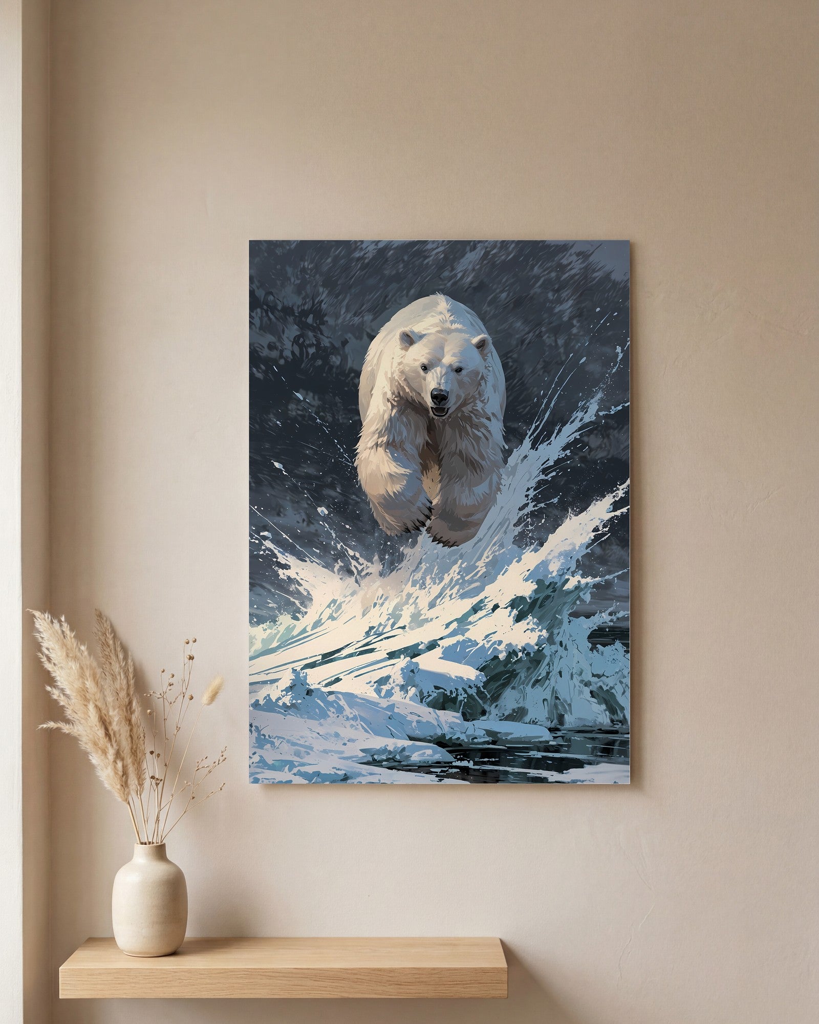Affiche Ours Polaire, mockup sur un mur epure, Muchimura