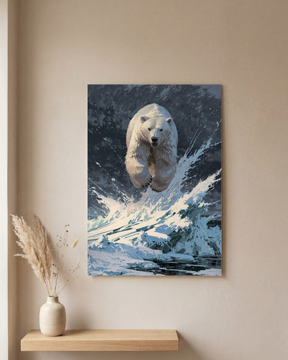 Affiche Ours Polaire, mockup sur un mur epure, Muchimura