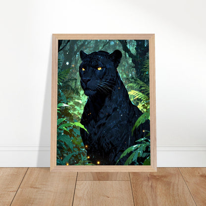 Affiche Panthère noire Encadrée, cadre bois 30x40 cm