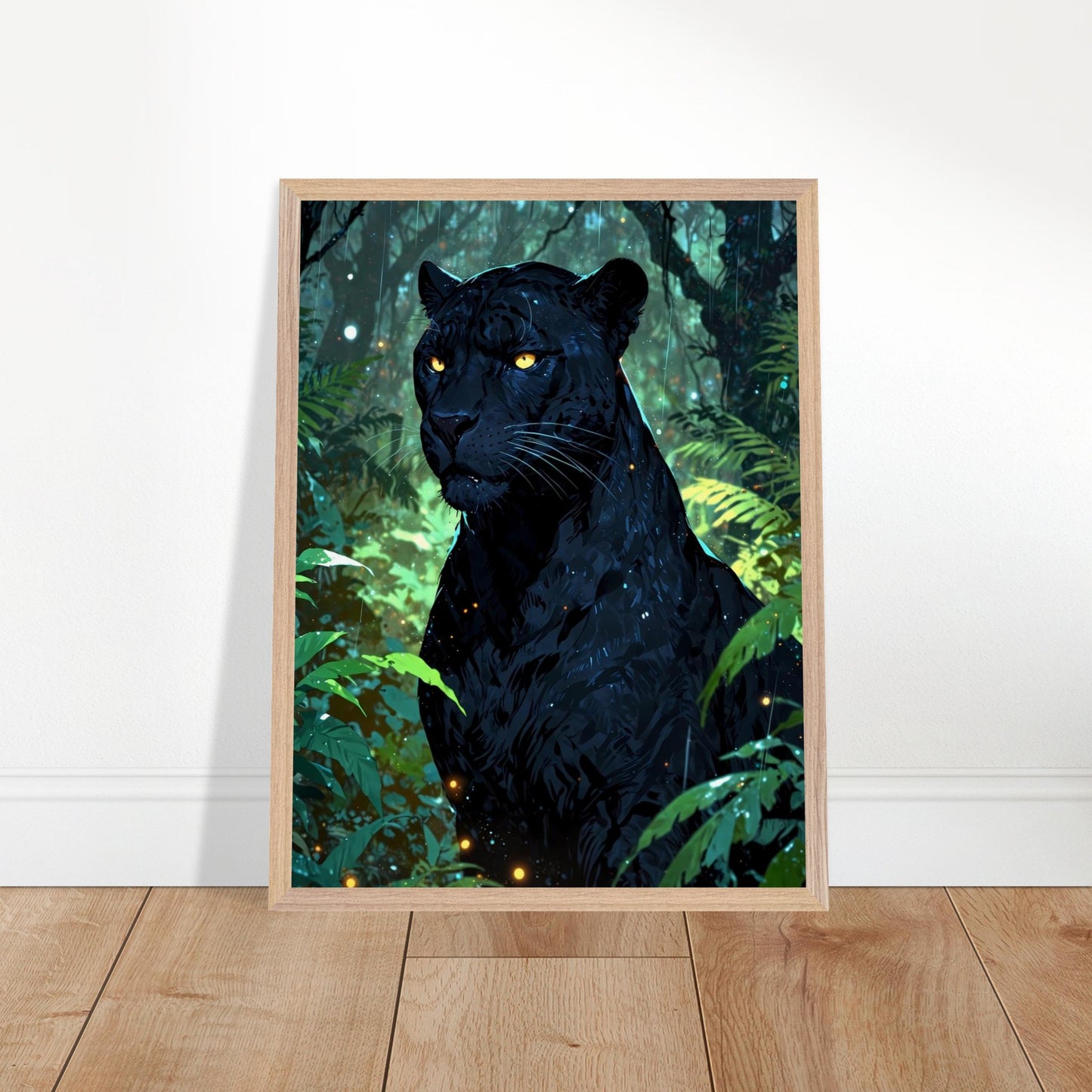 Affiche Panthère noire Encadrée, cadre bois 45x60 cm