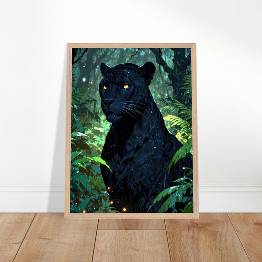 Affiche Panthère noire Encadrée, cadre bois 45x60 cm
