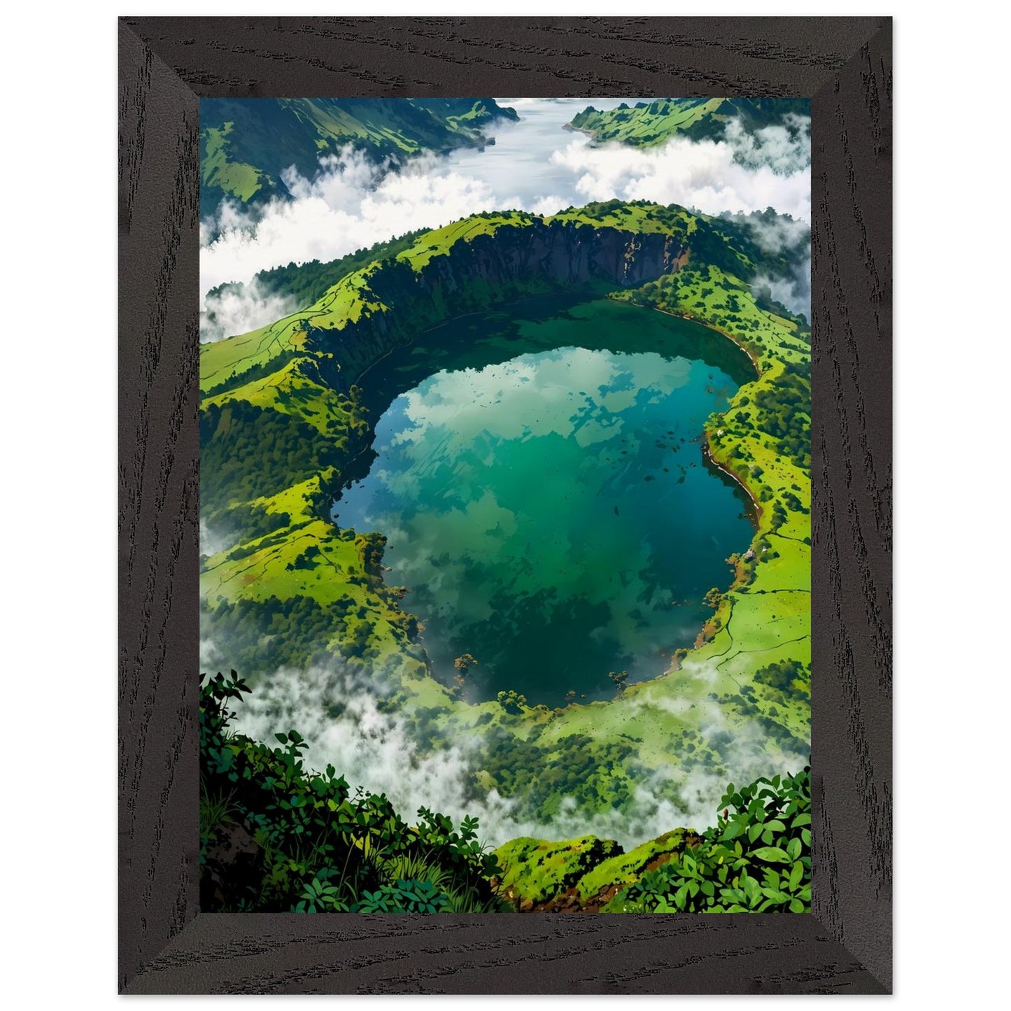 Affiche Paysage des Açores Encadrée, cadre noir 15x20 cm