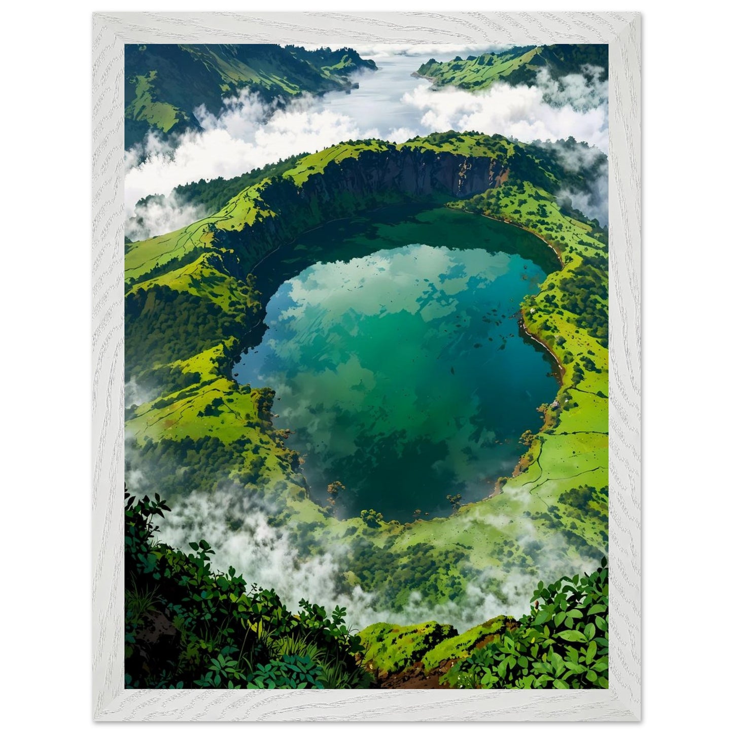 Affiche Paysage des Açores Encadrée, cadre blanc 30x40 cm