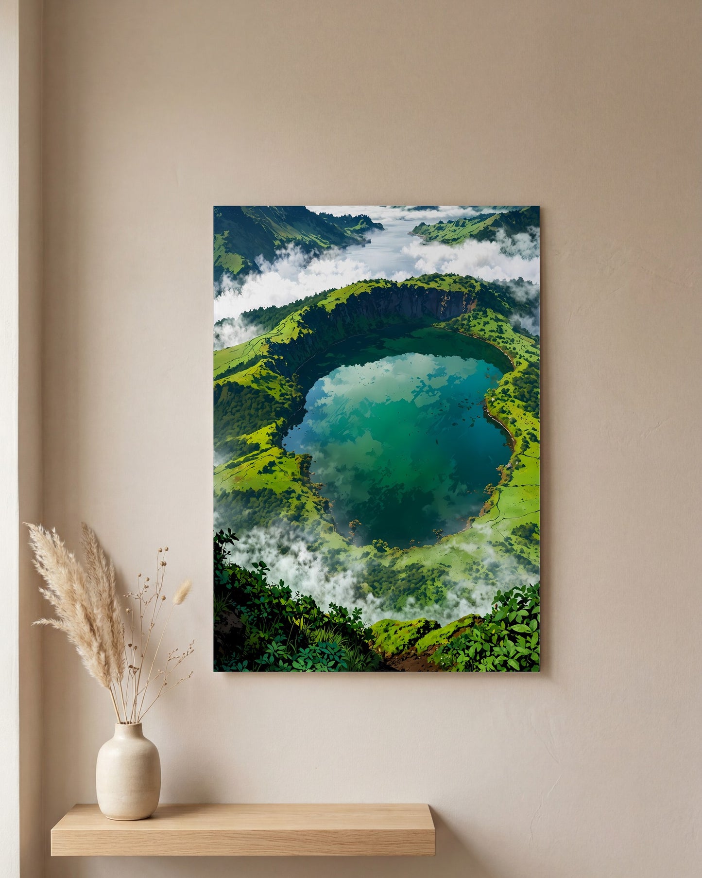 Affiche Paysage des Açores, mockup sur un mur epure, Muchimura