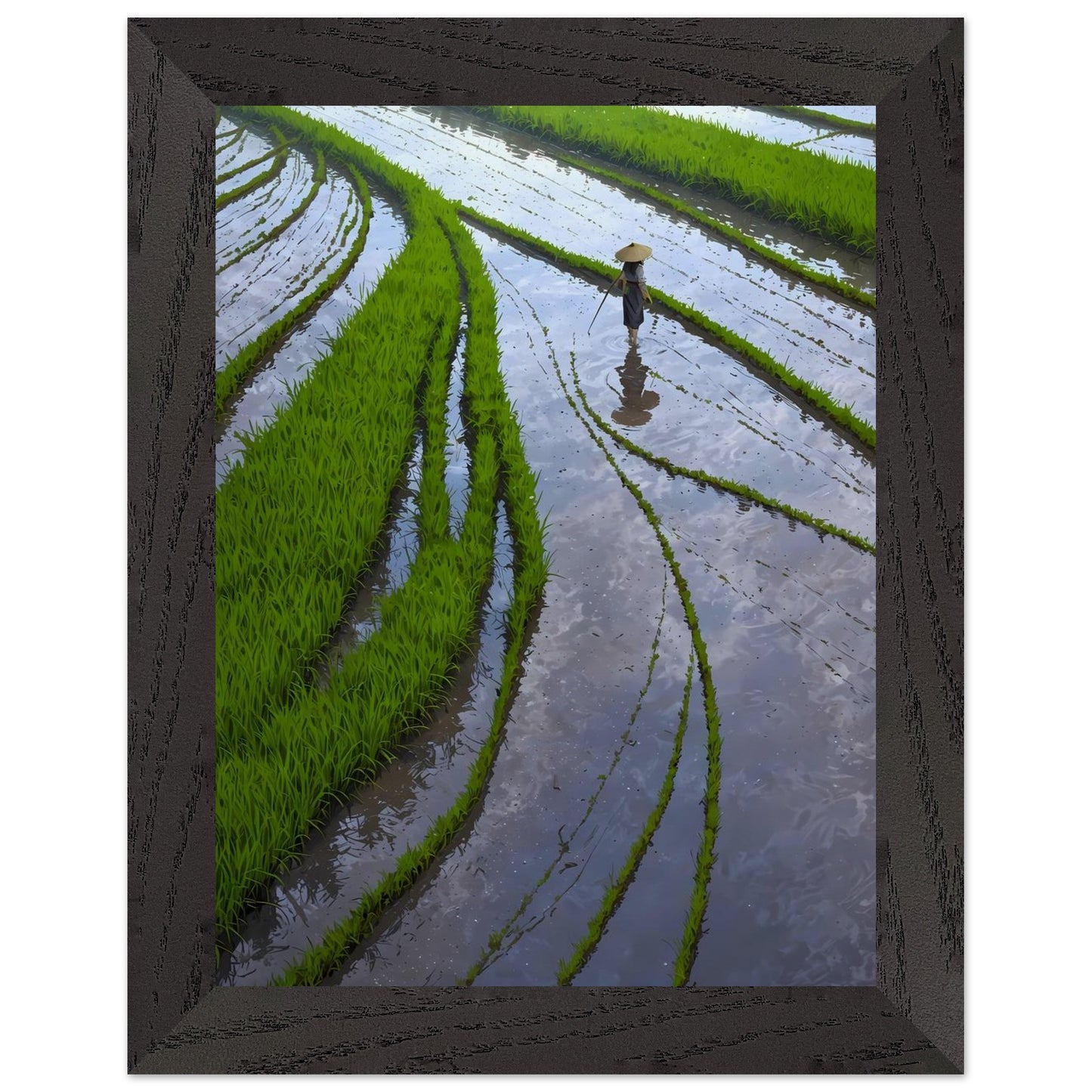 Affiche Paysanne Encadrée, cadre noir 15x20 cm