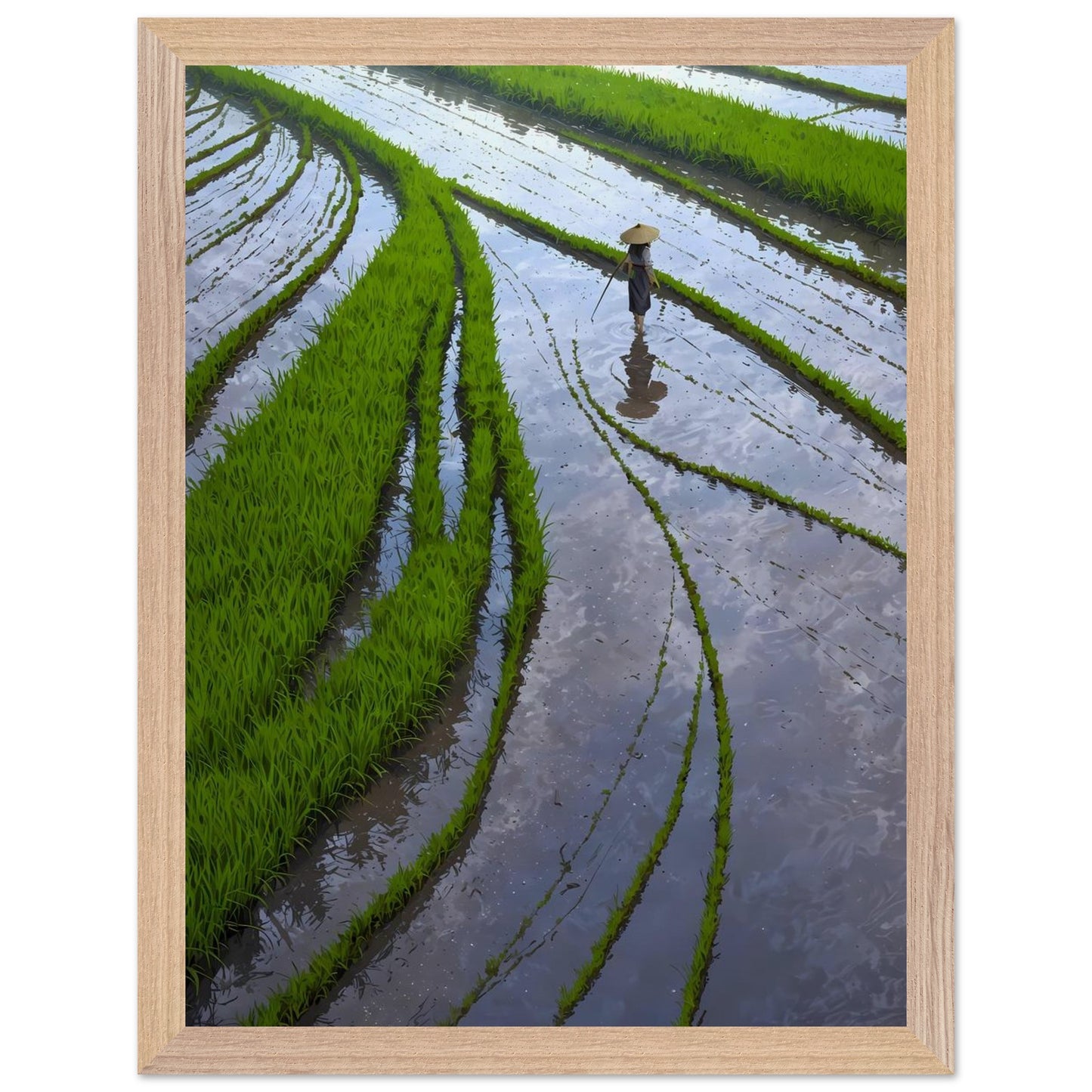 Affiche Paysanne Encadrée, cadre bois 30x40 cm