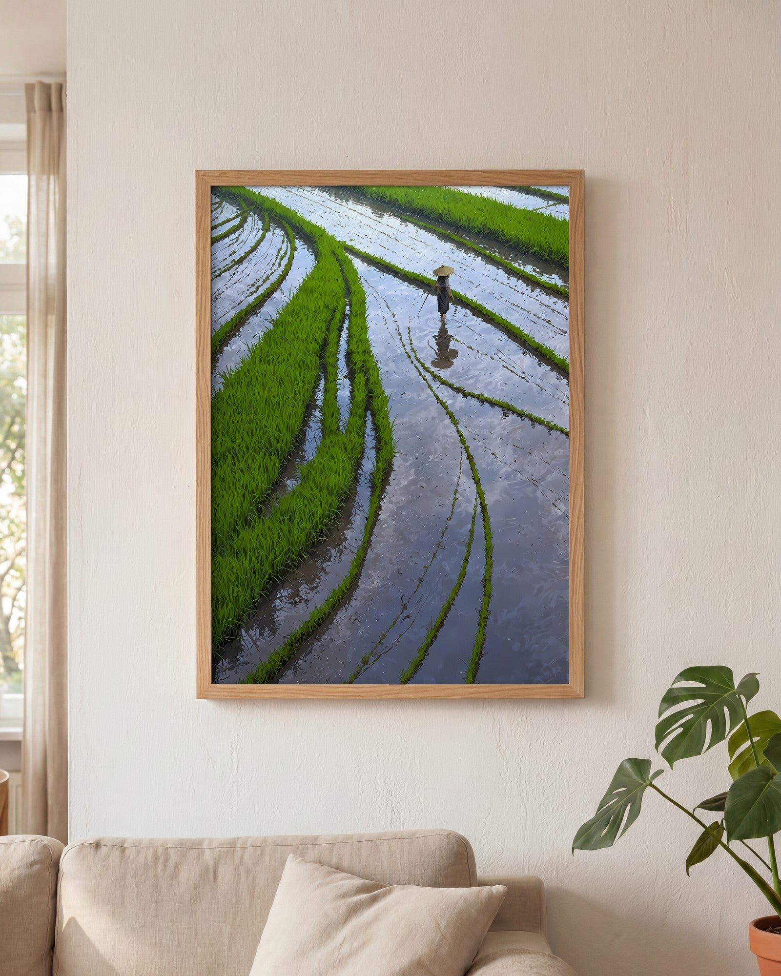 Affiche Paysanne Encadrée, mockup en situation dans un interieur, Muchimura