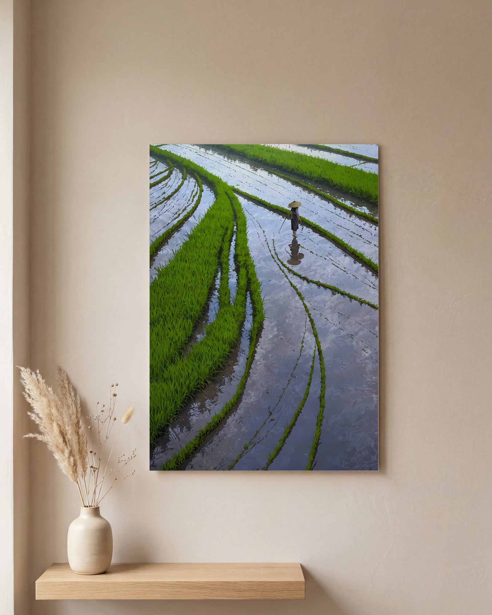 Affiche Paysanne, mockup sur un mur epure, Muchimura