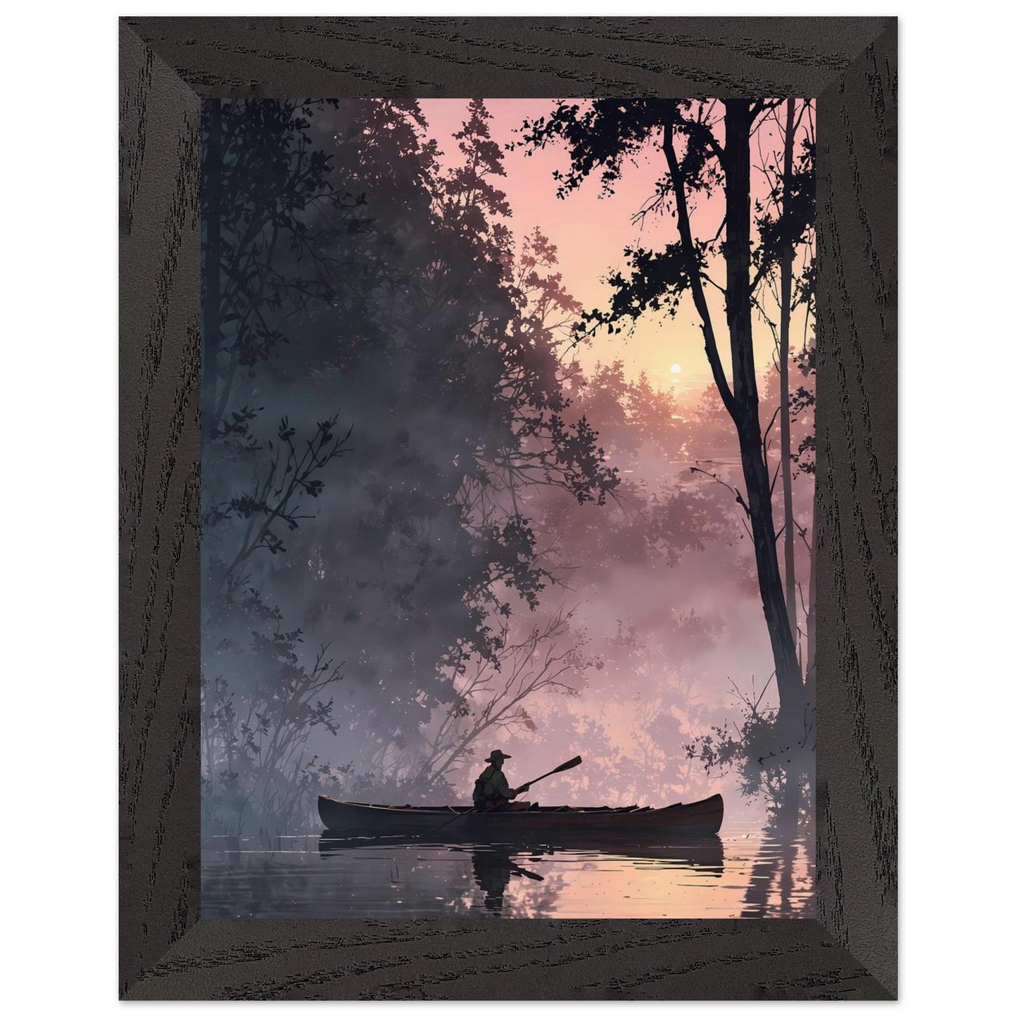 Affiche Pêcheur Encadrée, cadre noir 15x20 cm