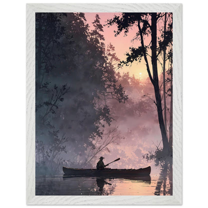 Affiche Pêcheur Encadrée, cadre blanc 30x40 cm