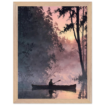 Affiche Pêcheur Encadrée, cadre bois 30x40 cm