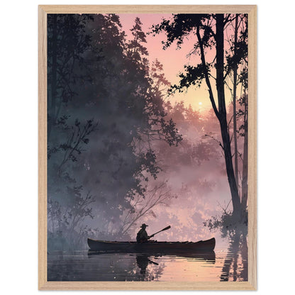 Affiche Pêcheur Encadrée, cadre bois 45x60 cm