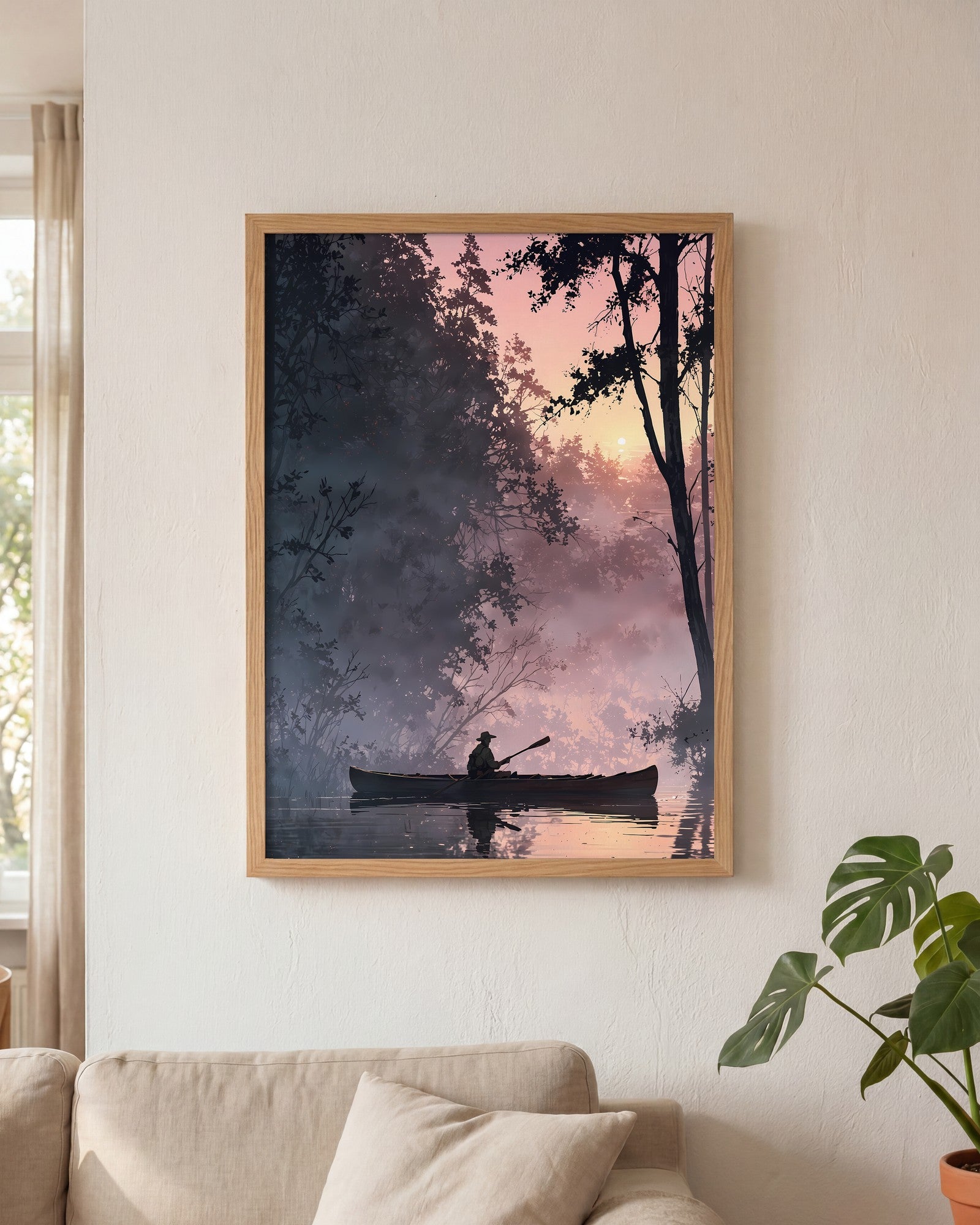 Affiche Pêcheur Encadrée, mockup en situation dans un interieur, Muchimura