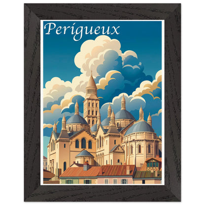 Affiche Périgueux - Encadrée, cadre noir 15x20 cm
