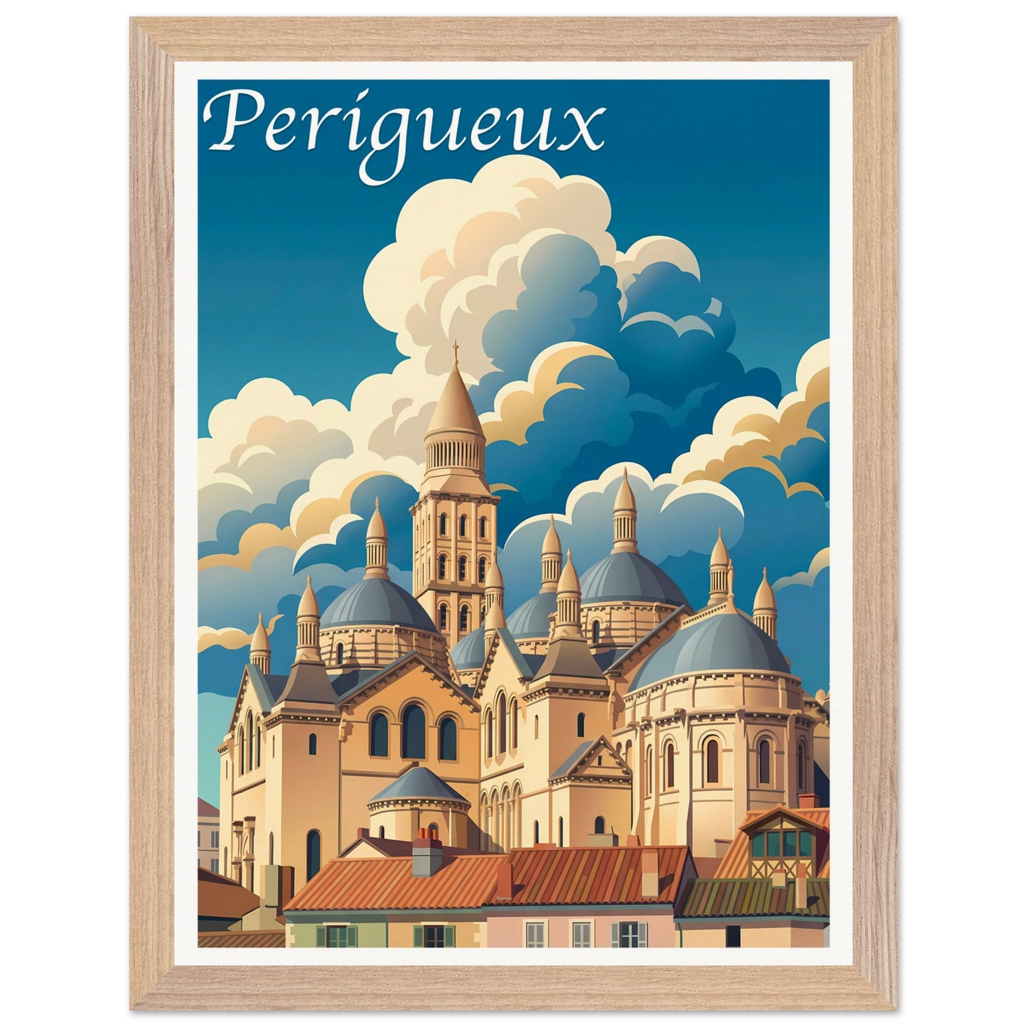 Affiche Périgueux - Encadrée, cadre bois 30x40 cm