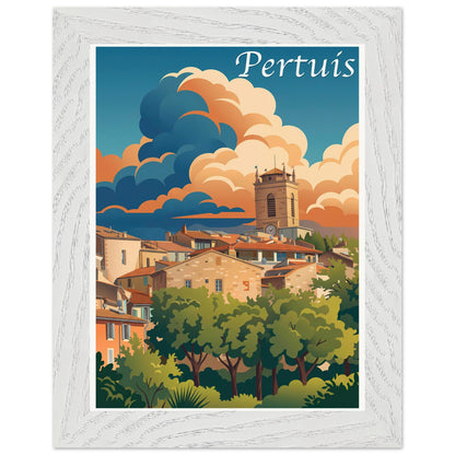 Affiche Pertuis - Encadrée, cadre blanc 15x20 cm