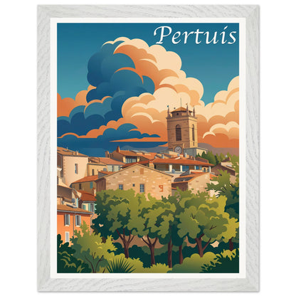 Affiche Pertuis - Encadrée, cadre blanc 30x40 cm