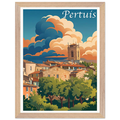 Affiche Pertuis - Encadrée, cadre bois 30x40 cm