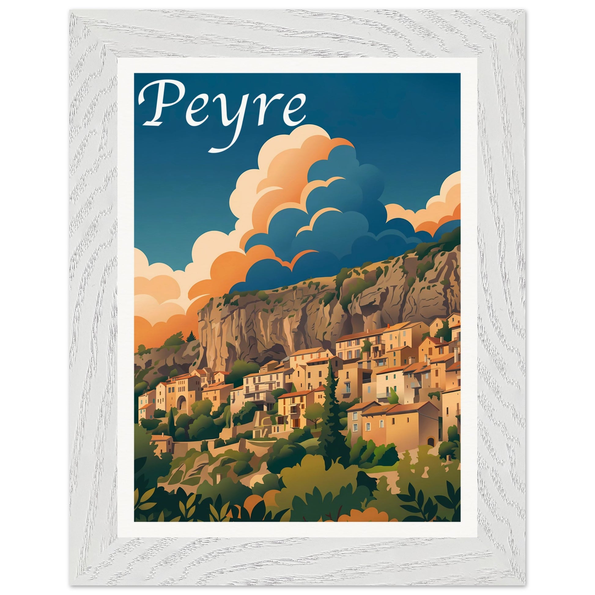 Affiche Peyre - Encadrée, cadre blanc 15x20 cm