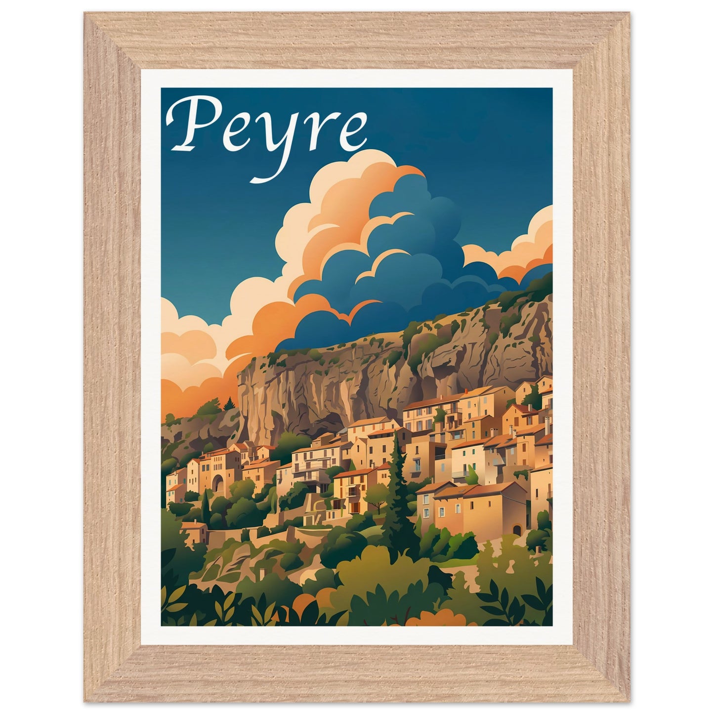 Affiche Peyre - Encadrée, cadre bois 15x20 cm