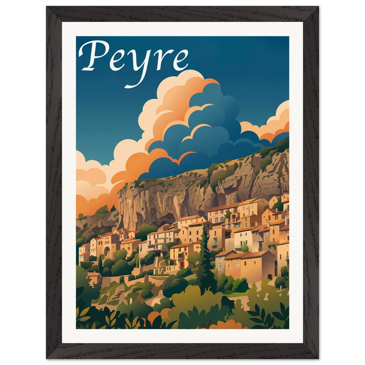 Affiche Peyre - Encadrée, cadre noir 30x40 cm