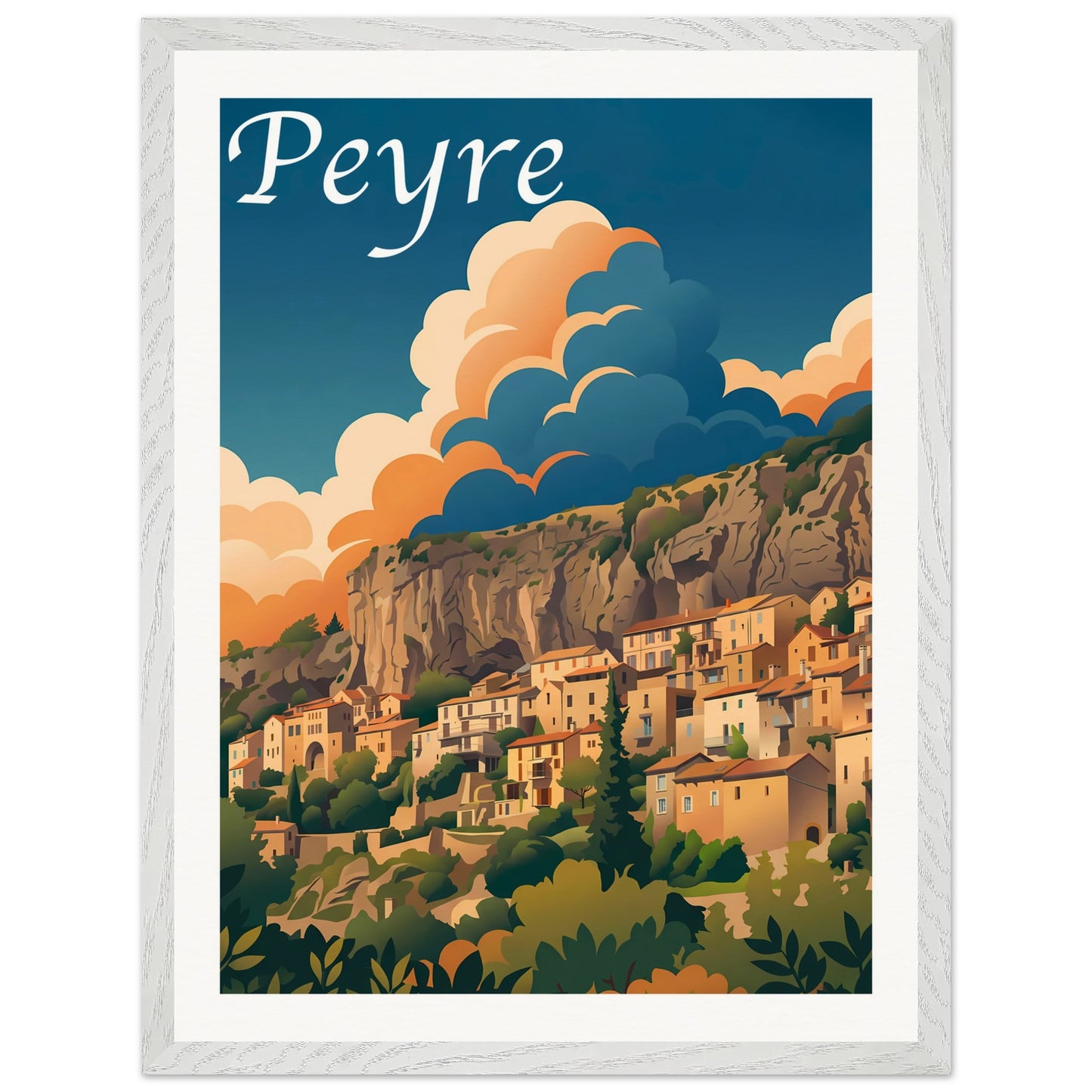 Affiche Peyre - Encadrée, cadre blanc 45x60 cm