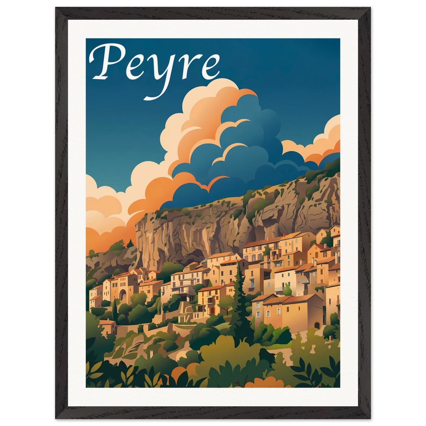 Affiche Peyre - Encadrée, cadre noir 45x60 cm