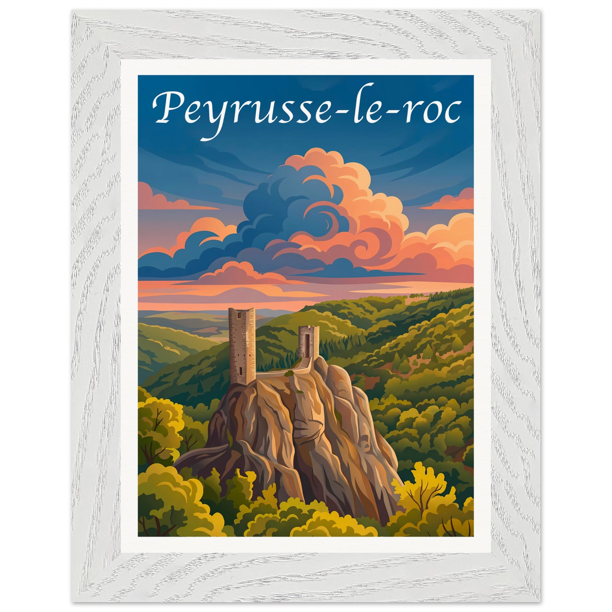 Affiche Peyrusse-le-Roc - Encadrée, cadre blanc 15x20 cm