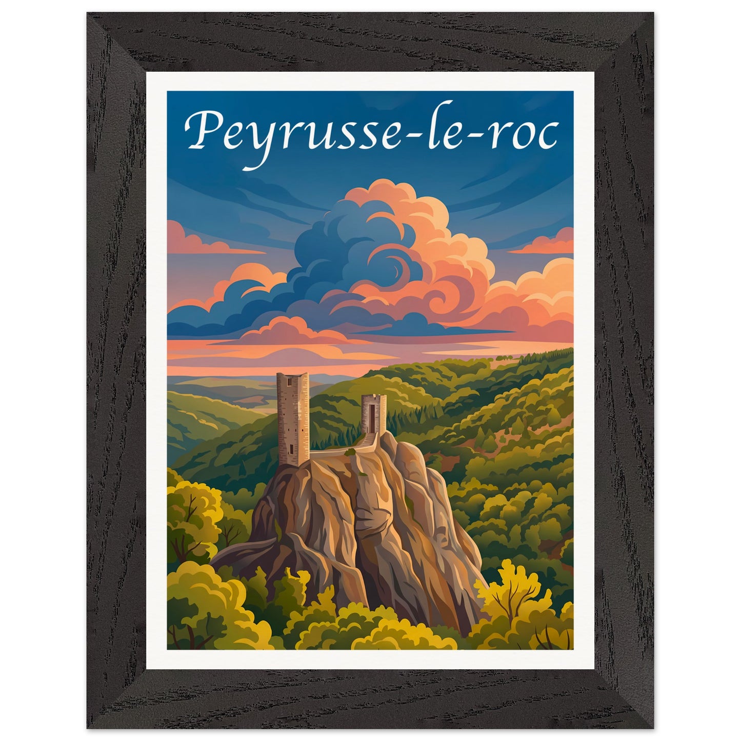 Affiche Peyrusse-le-Roc - Encadrée, cadre noir 15x20 cm