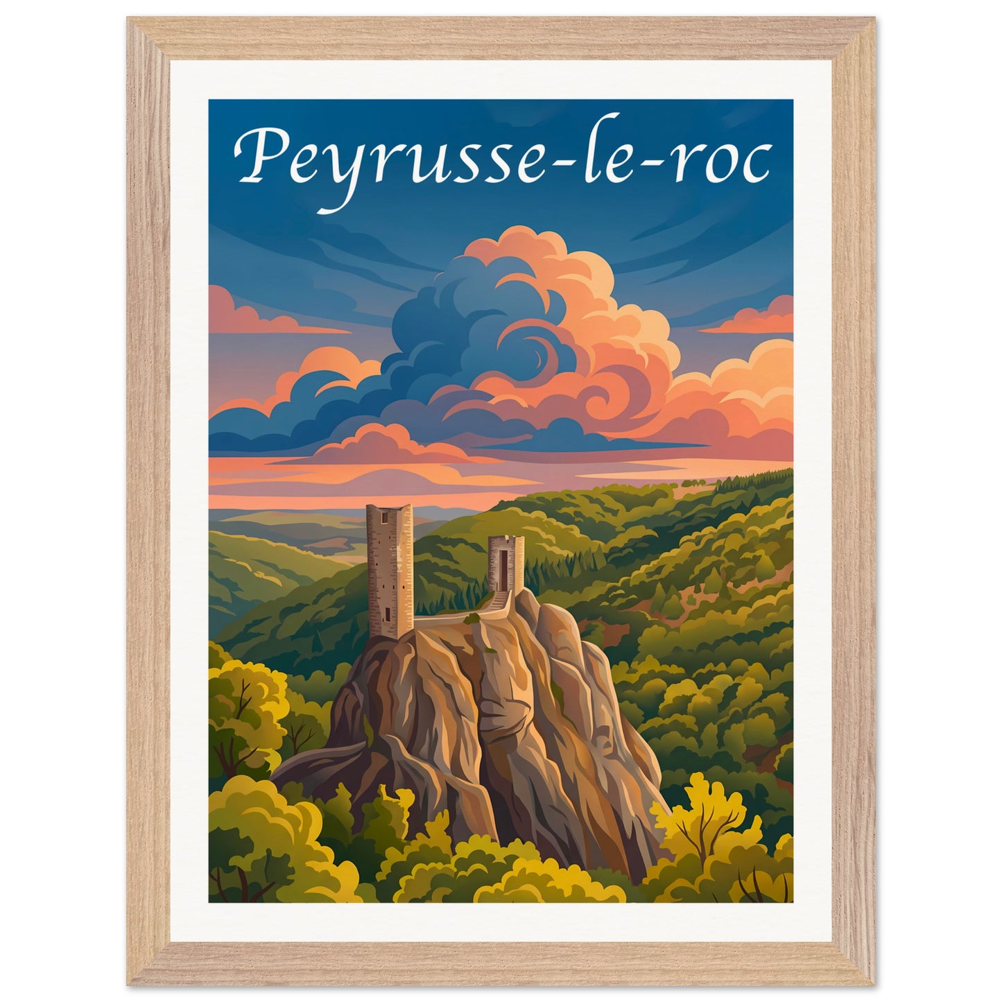 Affiche Peyrusse-le-Roc - Encadrée, cadre bois 30x40 cm