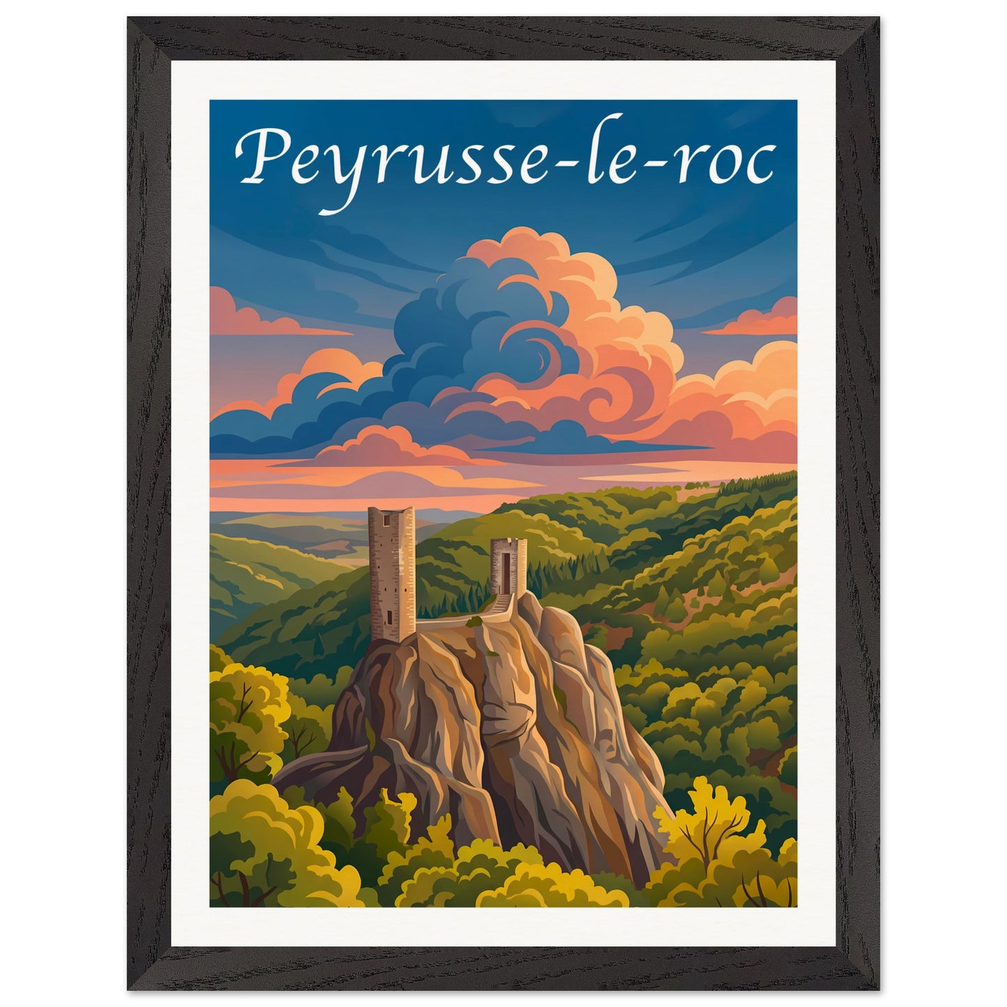 Affiche Peyrusse-le-Roc - Encadrée, cadre noir 30x40 cm