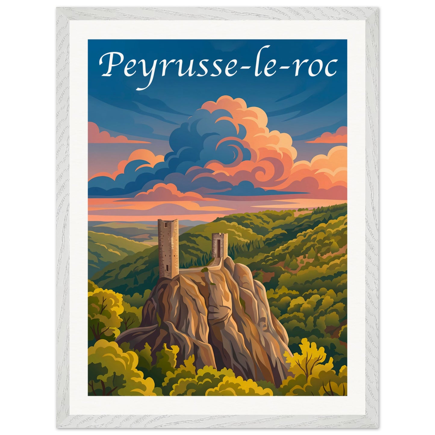 Affiche Peyrusse-le-Roc - Encadrée, cadre blanc 45x60 cm