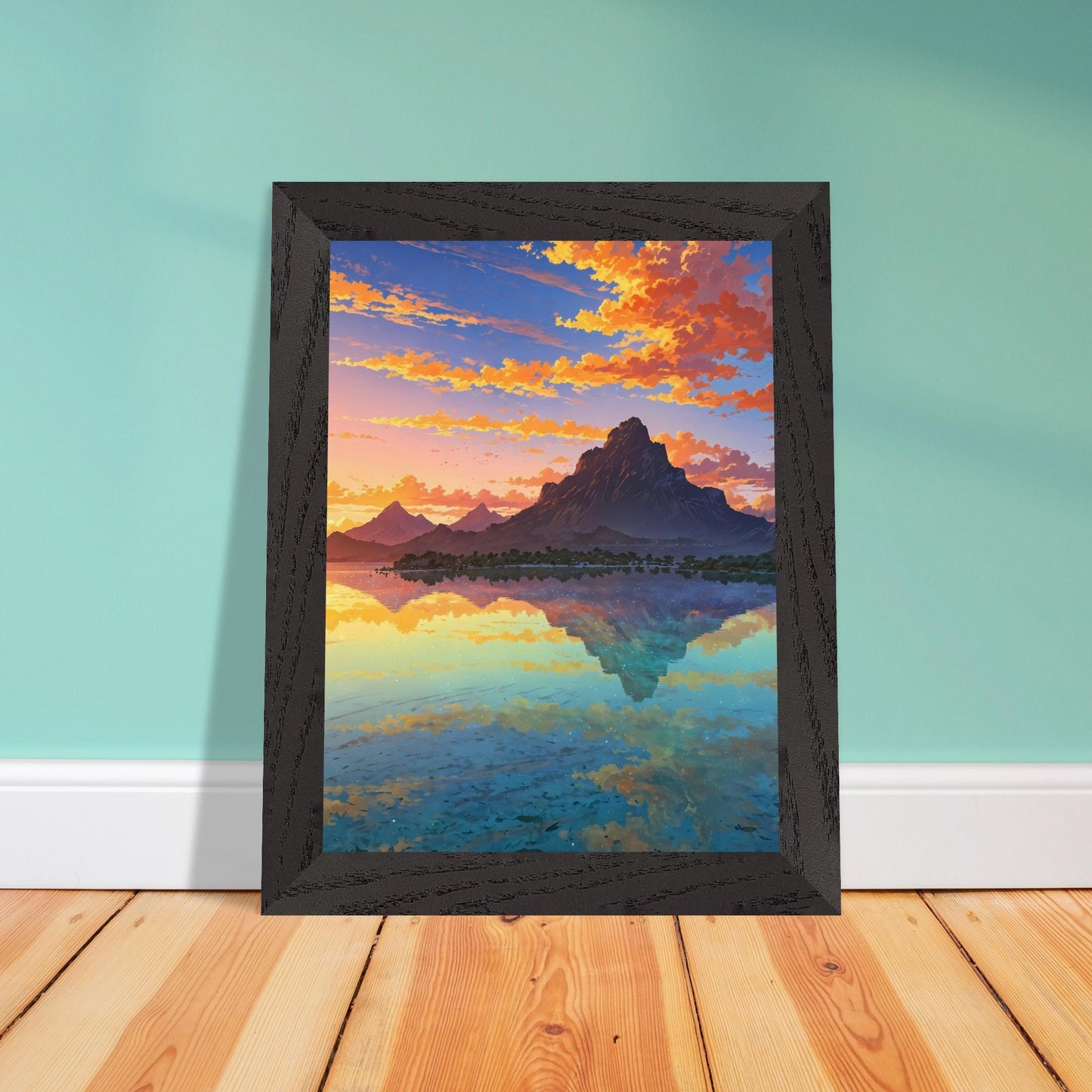 Affiche Plage de Bora Bora Encadrée, cadre noir 15x20 cm