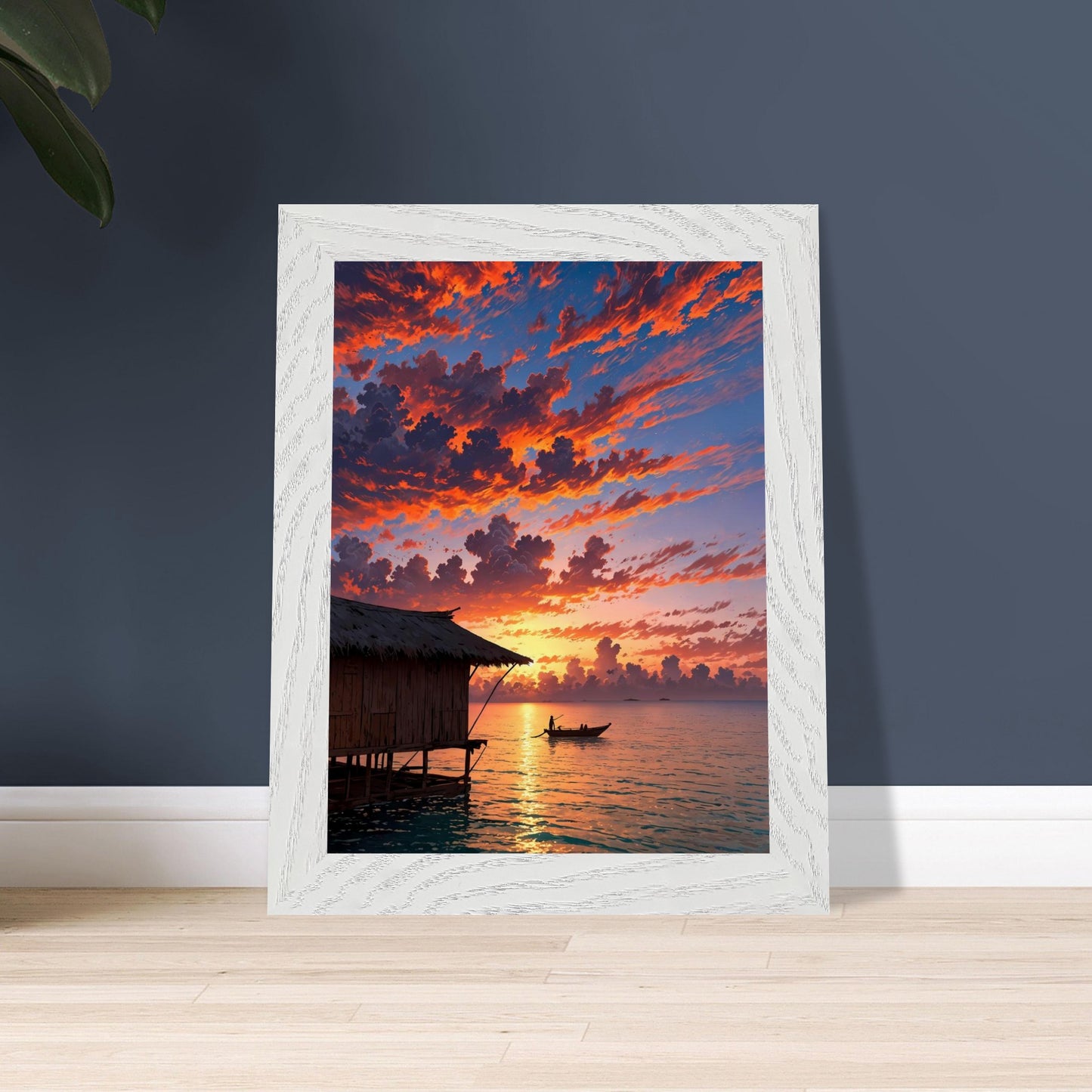 Affiche Plage de Maldives Encadrée, cadre blanc 15x20 cm