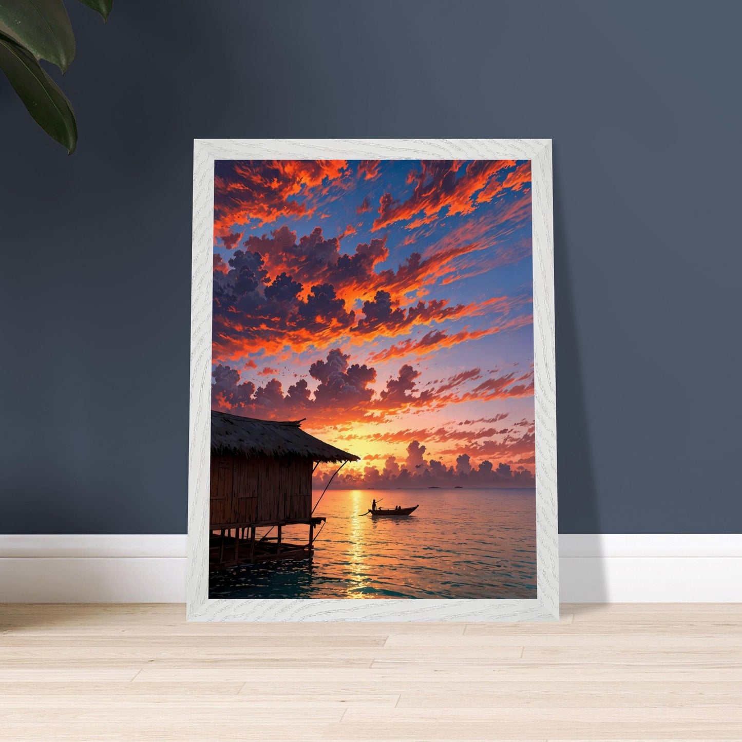 Affiche Plage de Maldives Encadrée, cadre blanc 30x40 cm