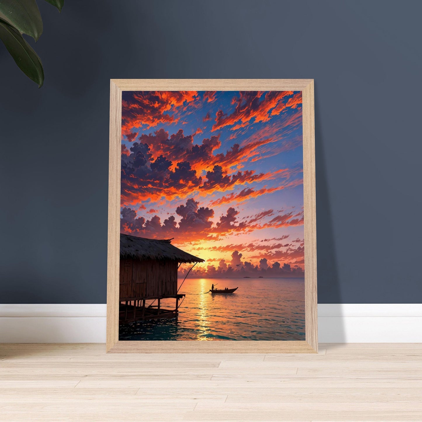 Affiche Plage de Maldives Encadrée, cadre bois 30x40 cm