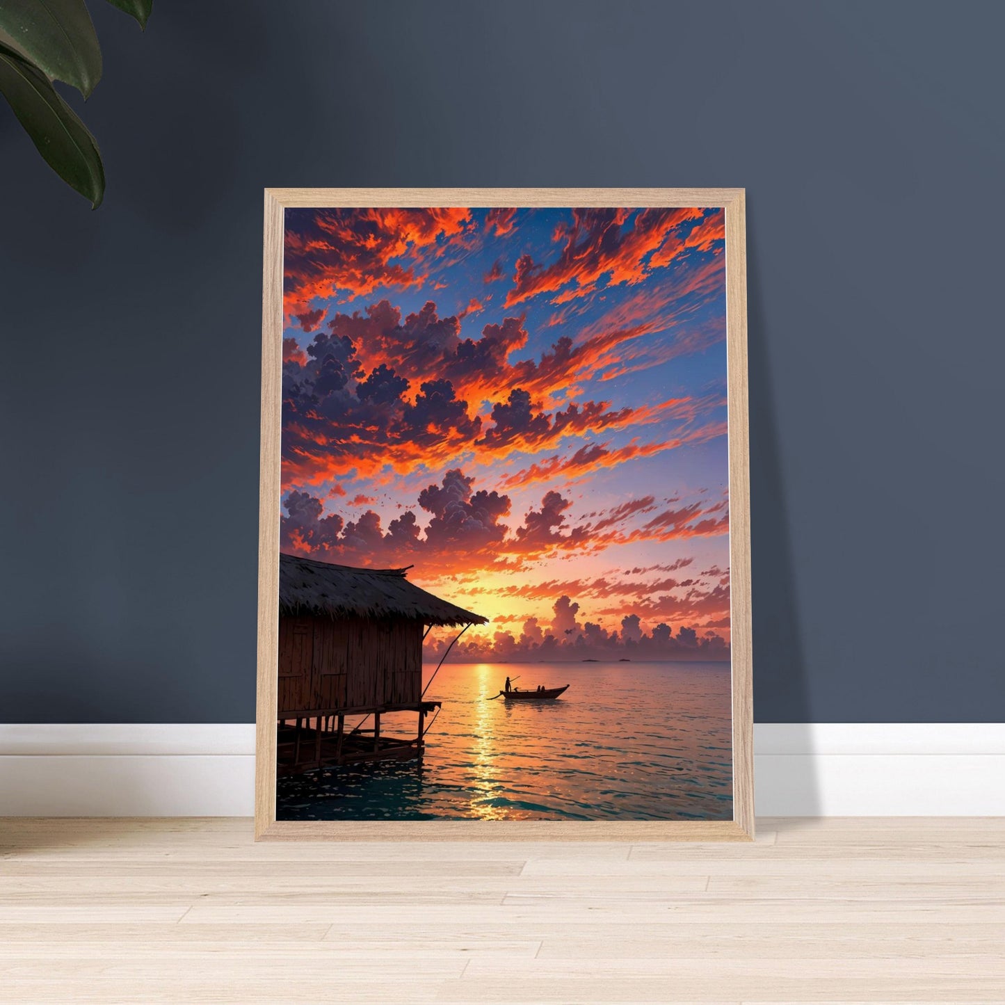 Affiche Plage de Maldives Encadrée, cadre bois 45x60 cm