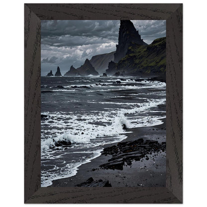 Affiche Plage de sable noir Encadrée, cadre noir 15x20 cm
