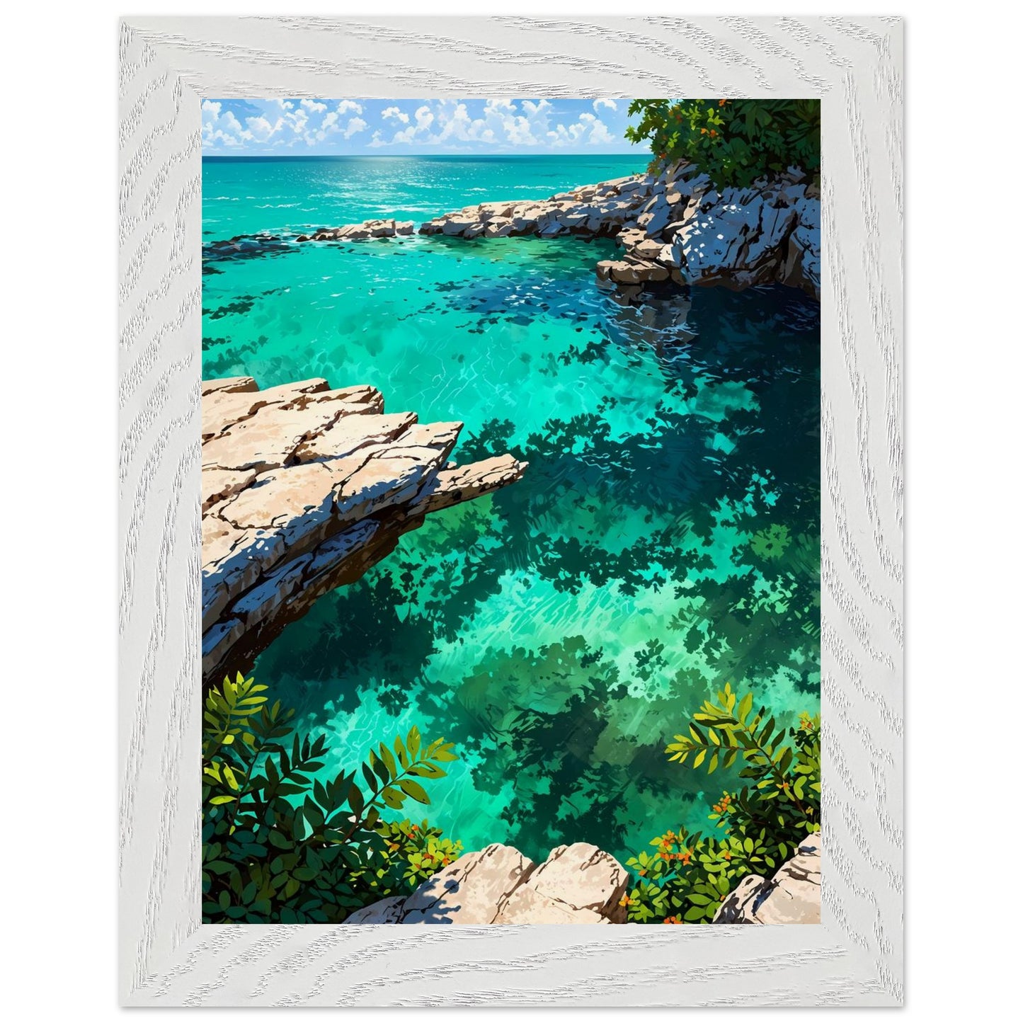 Affiche Plage Sauvage du Yucatán Encadrée, cadre blanc 15x20 cm