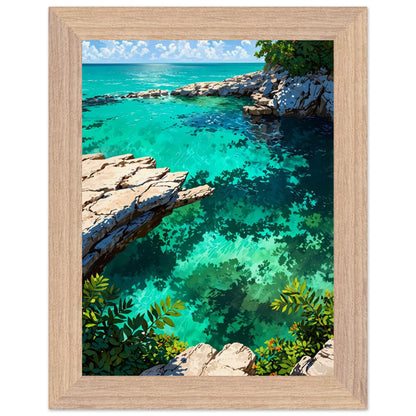 Affiche Plage Sauvage du Yucatán Encadrée, cadre bois 15x20 cm