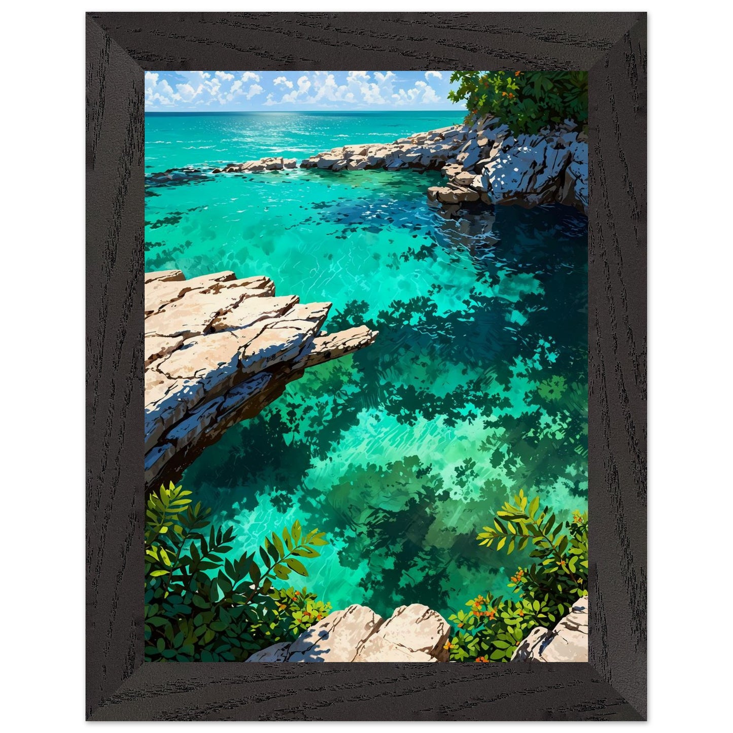 Affiche Plage Sauvage du Yucatán Encadrée, cadre noir 15x20 cm