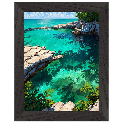 Affiche Plage Sauvage du Yucatán Encadrée, cadre noir 15x20 cm