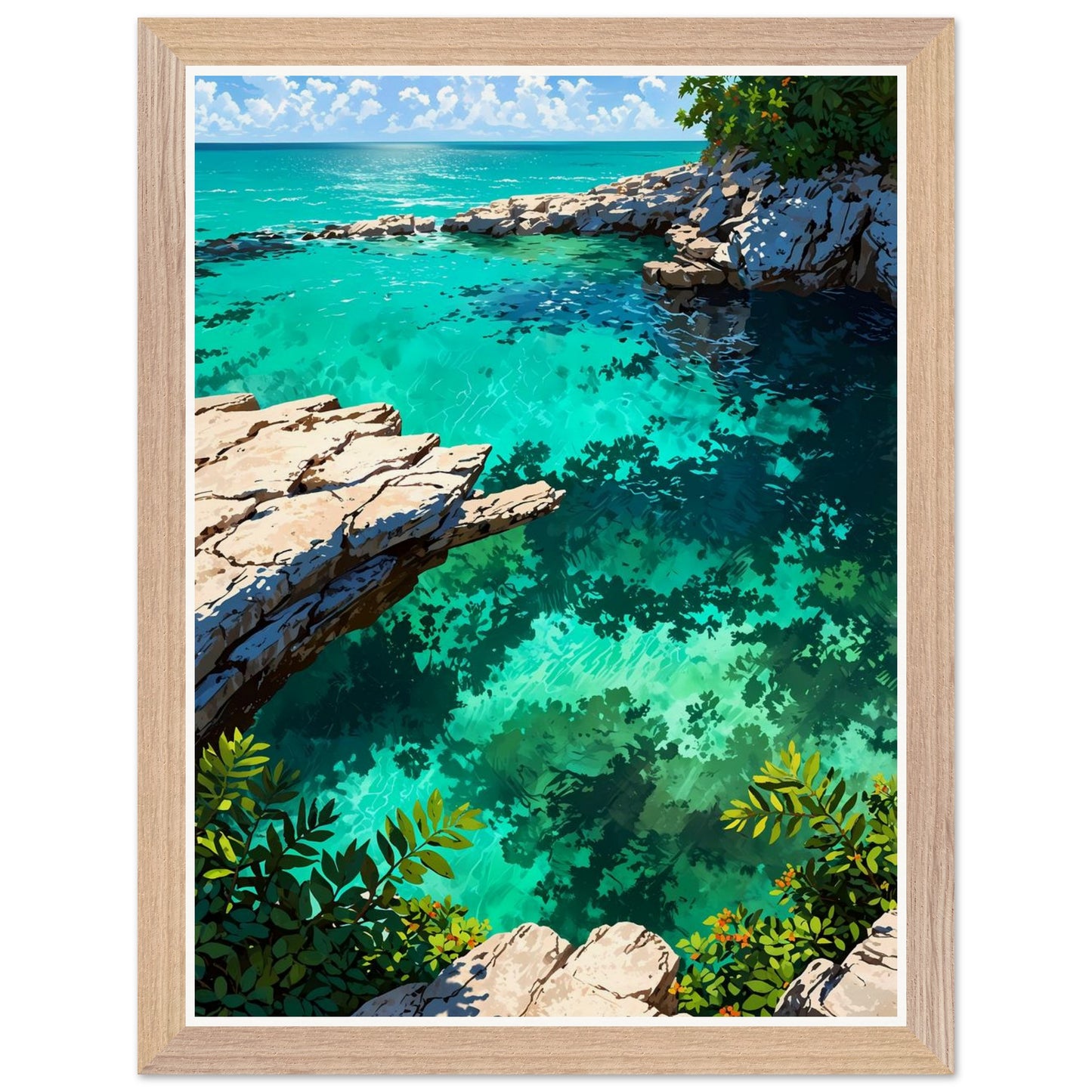 Affiche Plage Sauvage du Yucatán Encadrée, cadre bois 30x40 cm