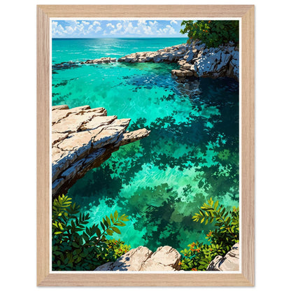 Affiche Plage Sauvage du Yucatán Encadrée, cadre bois 30x40 cm