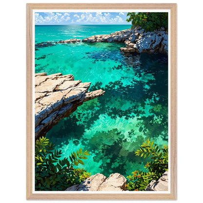 Affiche Plage Sauvage du Yucatán Encadrée, cadre bois 45x60 cm