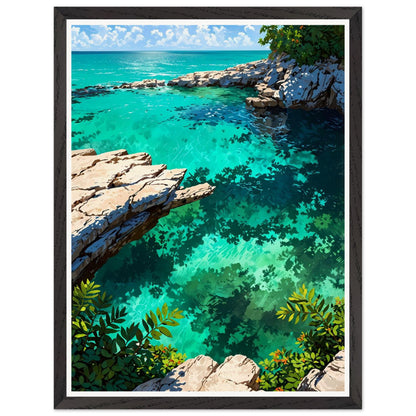 Affiche Plage Sauvage du Yucatán Encadrée, cadre noir 45x60 cm