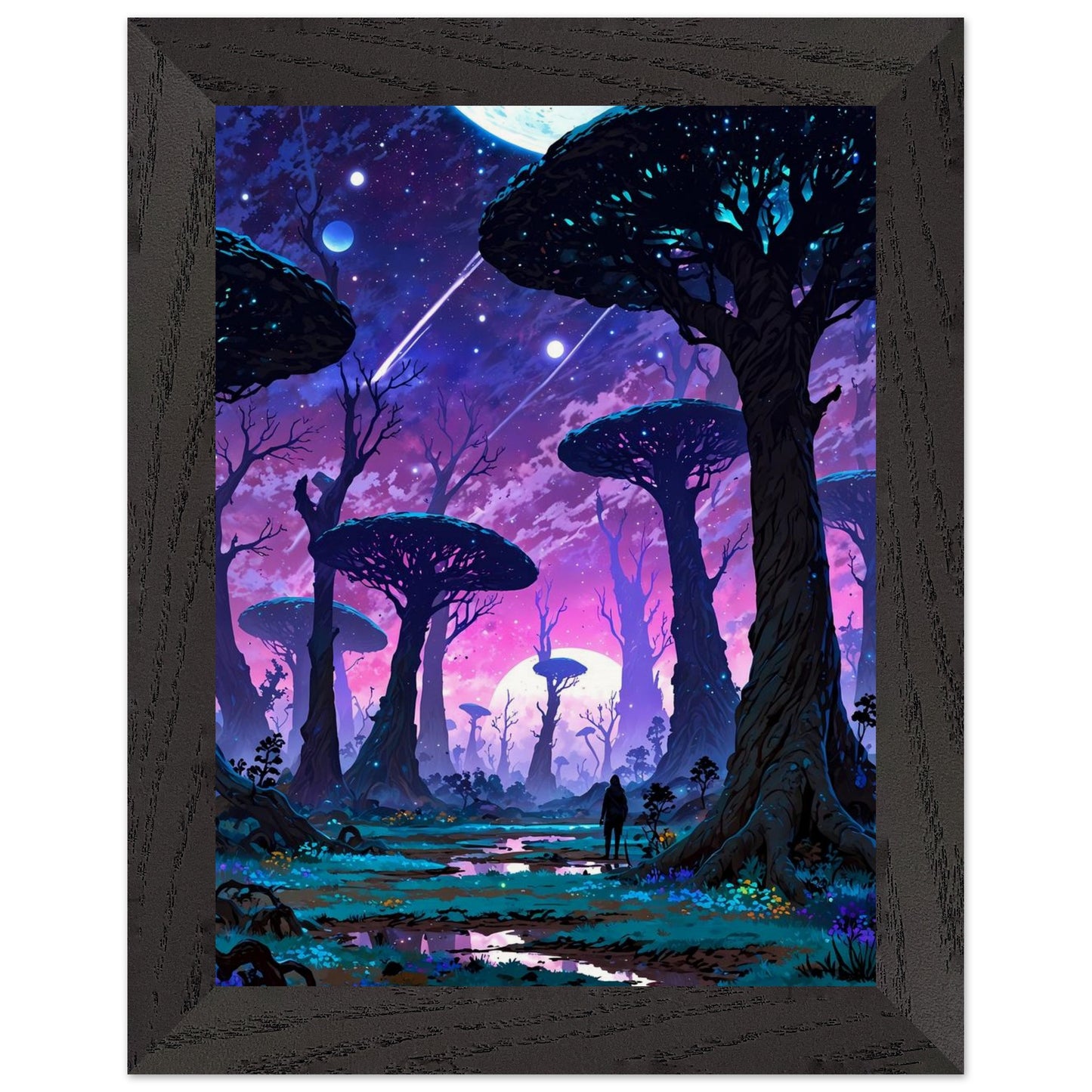 Affiche Planète anneau Encadrée, cadre noir 15x20 cm