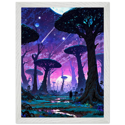 Affiche Planète anneau Encadrée, cadre blanc 30x40 cm