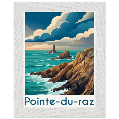 Affiche Pointe du Raz - Encadrée, cadre blanc 15x20 cm