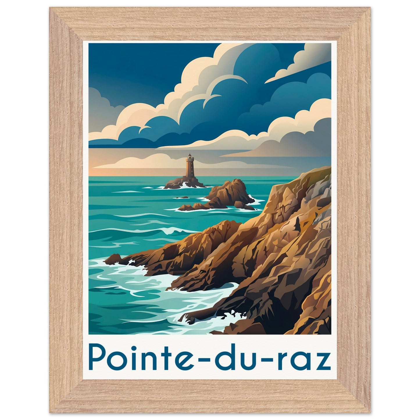 Affiche Pointe du Raz - Encadrée, cadre bois 15x20 cm
